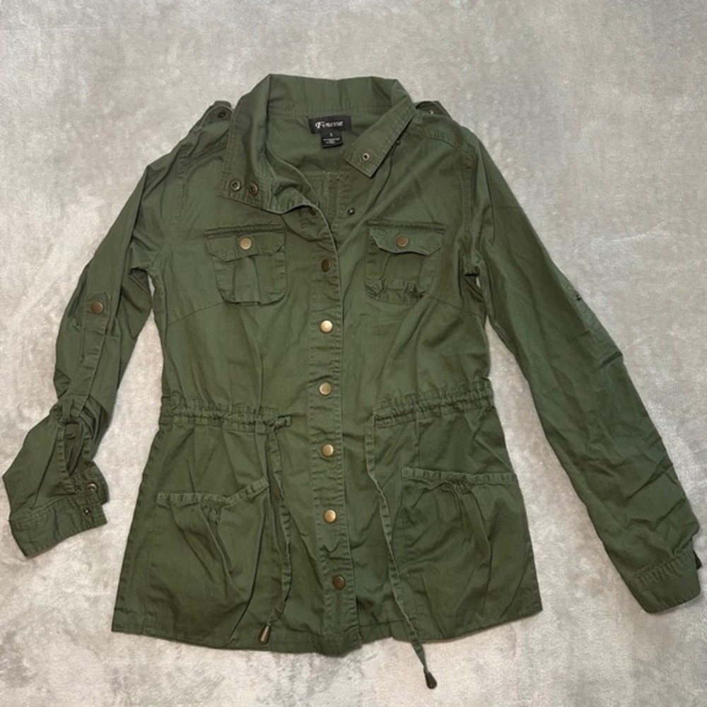 Finesse Utility Jacket Sz S Olive Green Field Cargo Military Streetwear Cotton